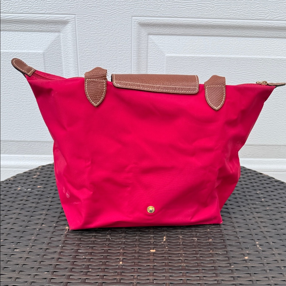 Longchamp Rose Pink Nylon Le Pliage Tote with Brown Leather Trim - Picture 5 of 10